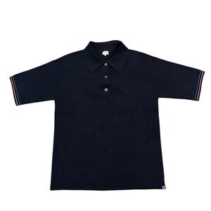 KULE Men’s Navy Polo Sweater with Striped Accents